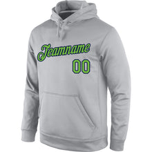 Load image into Gallery viewer, Custom Stitched Gray Neon Green-Navy Sports Pullover Sweatshirt Hoodie