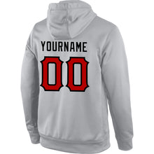 Load image into Gallery viewer, Custom Stitched Gray Red-Black Sports Pullover Sweatshirt Hoodie