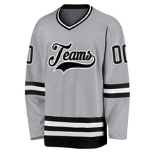 Load image into Gallery viewer, Custom Gray Black-White Hockey Jersey
