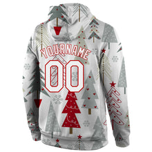 Load image into Gallery viewer, Custom Stitched Gray White-Red Christmas 3D Sports Pullover Sweatshirt Hoodie