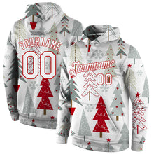 Load image into Gallery viewer, Custom Stitched Gray White-Red Christmas 3D Sports Pullover Sweatshirt Hoodie