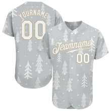 Load image into Gallery viewer, Custom Gray White-Old Gold Christmas 3D Authentic Baseball Jersey
