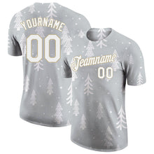 Load image into Gallery viewer, Custom Gray White-Old Gold Christmas 3D Performance T-Shirt
