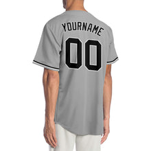 Load image into Gallery viewer, Custom Gray Black-White Authentic Baseball Jersey