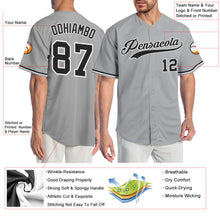 Load image into Gallery viewer, Custom Gray Black-White Authentic Baseball Jersey