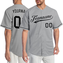 Load image into Gallery viewer, Custom Gray Black-White Authentic Baseball Jersey