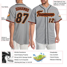 Load image into Gallery viewer, Custom Gray Black-Orange Authentic Baseball Jersey