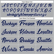 Load image into Gallery viewer, Custom Gray Navy-White Authentic Baseball Jersey