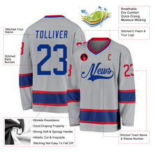 Load image into Gallery viewer, Custom Gray Royal-Red Hockey Jersey