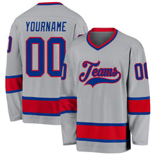 Load image into Gallery viewer, Custom Gray Royal-Red Hockey Jersey