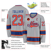 Load image into Gallery viewer, Custom Gray Orange-Royal Hockey Jersey