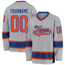 Load image into Gallery viewer, Custom Gray Orange-Royal Hockey Jersey