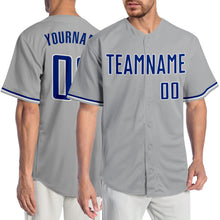Load image into Gallery viewer, Custom Gray Royal-White Authentic Baseball Jersey