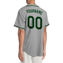 Load image into Gallery viewer, Custom Gray Green-Black Authentic Baseball Jersey