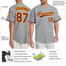 Load image into Gallery viewer, Custom Gray Crimson-Gold Authentic Baseball Jersey
