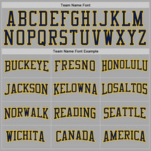 Load image into Gallery viewer, Custom Stitched Gray Navy-Gold Sports Pullover Sweatshirt Hoodie
