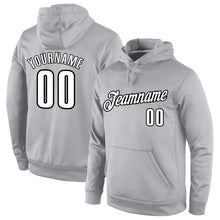 Load image into Gallery viewer, Custom Stitched Gray White-Black Sports Pullover Sweatshirt Hoodie
