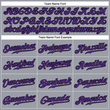 Load image into Gallery viewer, Custom Gray Purple-Black Authentic Baseball Jersey