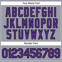 Load image into Gallery viewer, Custom Gray Purple-Black Authentic Baseball Jersey