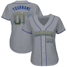 Load image into Gallery viewer, Custom Gray Royal-Gold Authentic Drift Fashion Baseball Jersey