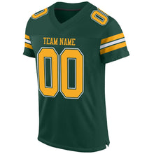 Load image into Gallery viewer, Custom Green Gold-White Mesh Authentic Football Jersey