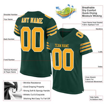 Load image into Gallery viewer, Custom Green Gold-White Mesh Authentic Football Jersey