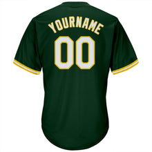 Load image into Gallery viewer, Custom Green White-Gold Authentic Throwback Rib-Knit Baseball Jersey Shirt