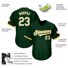 Load image into Gallery viewer, Custom Green White-Gold Authentic Throwback Rib-Knit Baseball Jersey Shirt