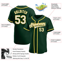 Load image into Gallery viewer, Custom Green White-Gold Authentic Baseball Jersey