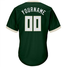 Load image into Gallery viewer, Custom Green White-Cream Authentic Throwback Rib-Knit Baseball Jersey Shirt