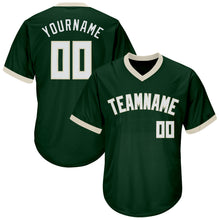 Load image into Gallery viewer, Custom Green White-Cream Authentic Throwback Rib-Knit Baseball Jersey Shirt