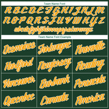 Load image into Gallery viewer, Custom Green White-Gold Authentic Throwback Rib-Knit Baseball Jersey Shirt