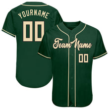 Load image into Gallery viewer, Custom Green Cream-Black Authentic Baseball Jersey