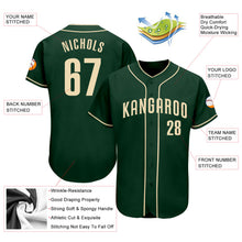 Load image into Gallery viewer, Custom Green Cream Authentic Baseball Jersey