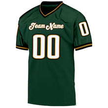 Load image into Gallery viewer, Custom Green White-Old Gold Mesh Authentic Throwback Football Jersey