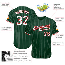 Load image into Gallery viewer, Custom Green White Pinstripe White-Red Authentic Baseball Jersey