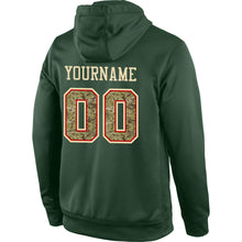 Load image into Gallery viewer, Custom Stitched Green Camo-Red Sports Pullover Sweatshirt Hoodie