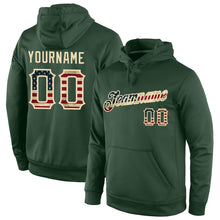Load image into Gallery viewer, Custom Stitched Green Vintage USA Flag-Cream Sports Pullover Sweatshirt Hoodie