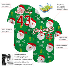 Load image into Gallery viewer, Custom Green Red-White Christmas 3D Authentic Baseball Jersey