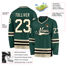 Load image into Gallery viewer, Custom Green Cream-Black Hockey Jersey