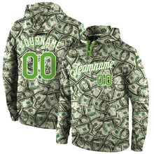 Load image into Gallery viewer, Custom Stitched Green Neon Green-White 3D Pattern Design Dollar Sports Pullover Sweatshirt Hoodie