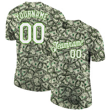 Load image into Gallery viewer, Custom Green White-Neon Green 3D Pattern Design Dollar Performance T-Shirt