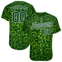 Load image into Gallery viewer, Custom Green Green-White 3D Pattern Design Authentic St. Patrick's Day Baseball Jersey
