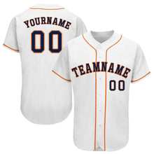 Load image into Gallery viewer, Custom White Navy-Orange Baseball Jersey