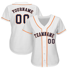 Load image into Gallery viewer, Custom White Navy-Orange Baseball Jersey