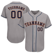 Load image into Gallery viewer, Custom Gray Navy-Orange Baseball Jersey