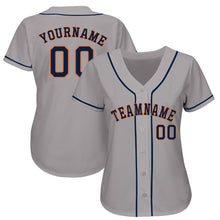 Load image into Gallery viewer, Custom Gray Navy-Orange Baseball Jersey