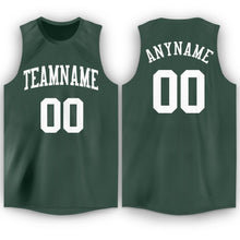 Load image into Gallery viewer, Custom Hunter Green White Round Neck Basketball Jersey