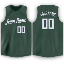Load image into Gallery viewer, Custom Hunter Green White Round Neck Basketball Jersey