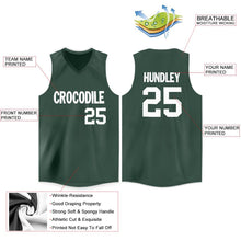 Load image into Gallery viewer, Custom Hunter Green White V-Neck Basketball Jersey